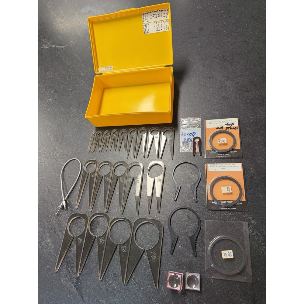 Vintage Camera Filter Wrench Lot Japan Rubber Grip Rings Tools + Case